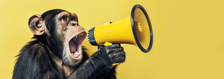 monkey with magaphone, AI generated imageの素材