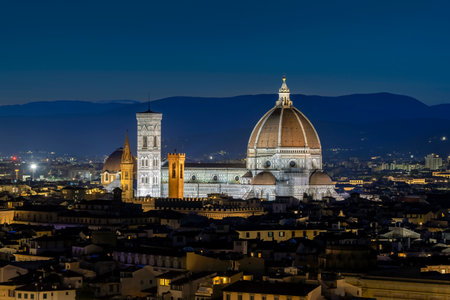 Florence Duomo, Italy. Santa Maria del Fiore by night.の写真素材