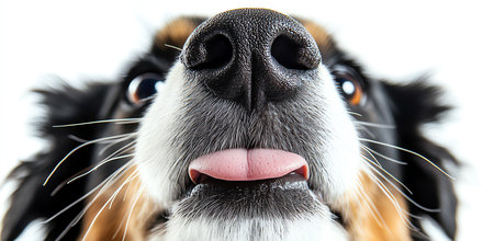 dog's nose and mouth, with its tongue playfully sticking out, AI generated imageの素材