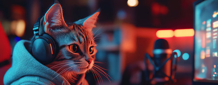 cat gamer, AI generated imageの素材