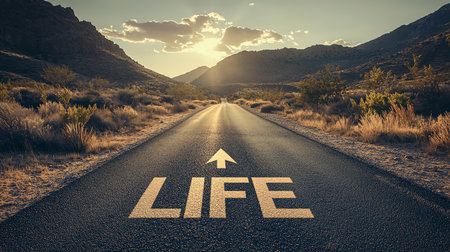 life road, AI generated imageの素材