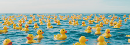 rubber ducks on the sea, AI generated imageの素材
