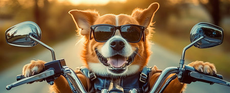 dog biker, AI generated imageの素材