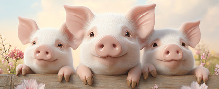 cute pigs, AI generated imageの素材