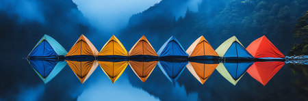 colorful tents, AI generated imageの素材