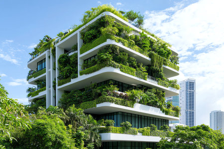 modern green building, AI generated imageの素材