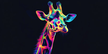 colorful giraffe, AI generated imageの素材