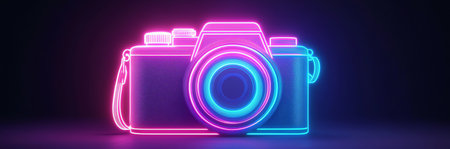 neon camera, AI generated imageの素材