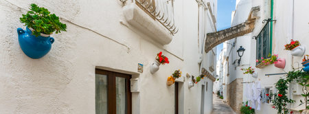 street in Locorotondo village, Puglia, Italyの写真素材
