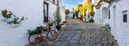 street in Alberobello, Puglia, Italyの写真素材