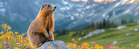 alpine marmot, AI generated imageの素材