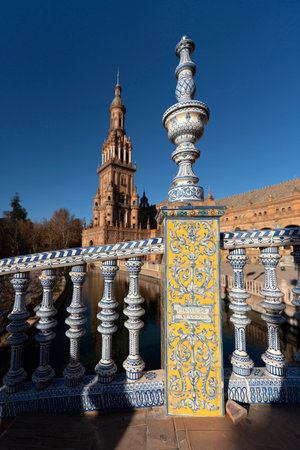 famous Plaza de Espana, Sevilla, Spainの写真素材