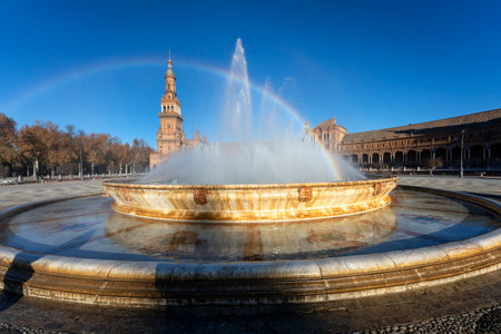 famous Plaza de Espana, Sevilla, Spainの写真素材