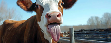 cow sticking tongue out, AI generated imageの素材