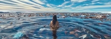 plastic ocean, AI generated imageの素材