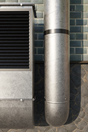 rectangular and round air ducts 3dの写真素材