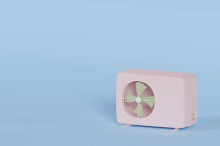 pink outdoor unit of the air conditioner on a blue background 3dの写真素材