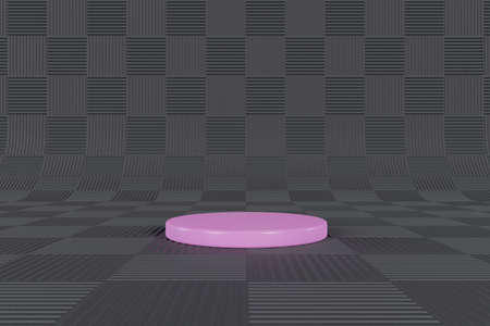 gray background with pink stand 3dの写真素材