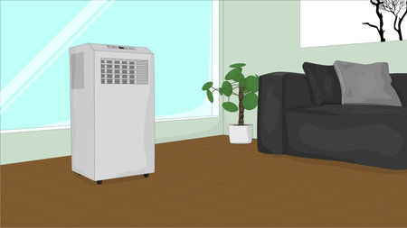 portable air conditioner in the green roomのイラスト素材
