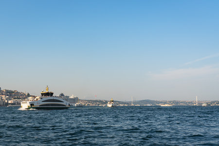 ISTANBUL, TURKEY - June 6, 2023: Fast passenger ferries on Bosphorusのeditorial素材