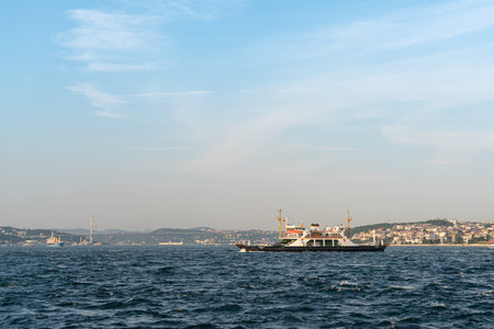 Turkey, Istanbul 06 July 2023: The ferry transports cars across the seaのeditorial素材