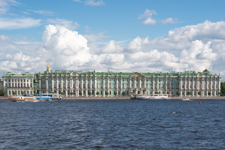 Russia, Saint Petersburg. Winter Palace, view from the Neva River. State Hermitage museum. High quality photoの写真素材