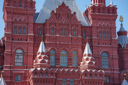 View of the facade of the State Historical Museum on Red Square in Moscow, Russia. It is a museum of Russian history founded in 1872. High quality photoの写真素材