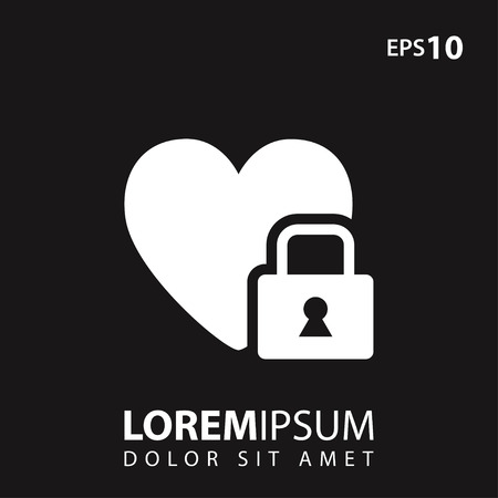 Locked heart sign icon, vector illustration. Locked heartsymbol. Flat icon. Flat design style for web and mobile.のイラスト素材