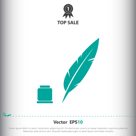 Feather with ink sign icon, vector illustration. Feather with ink symbol. Flat icon. Flat design style for web and mobile.のイラスト素材