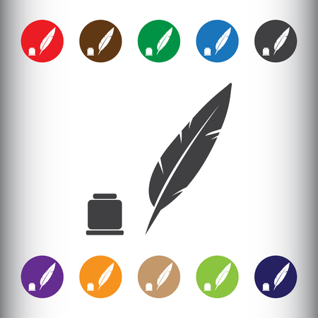 Feather with ink sign icon, vector illustration. Feather with ink symbol. Flat icon. Flat design style for web and mobile.のイラスト素材