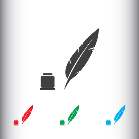 Feather with ink sign icon, vector illustration. Feather with ink symbol. Flat icon. Flat design style for web and mobile.のイラスト素材