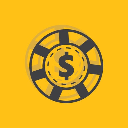 Poker chip sign icon, vector illustration. Poker chip symbol. Flat icon. Flat design style for web and mobile.のイラスト素材