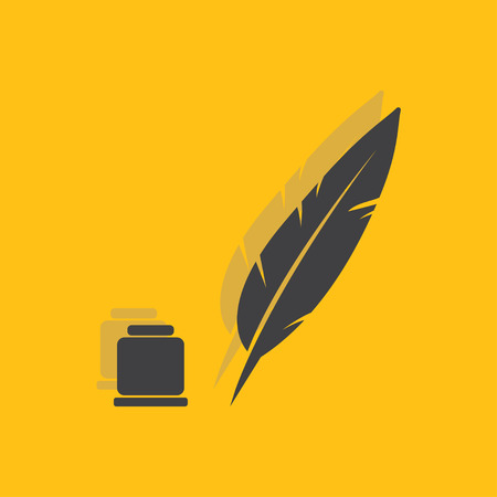 Feather with ink sign icon, vector illustration. Feather with ink symbol. Flat icon. Flat design style for web and mobile.のイラスト素材