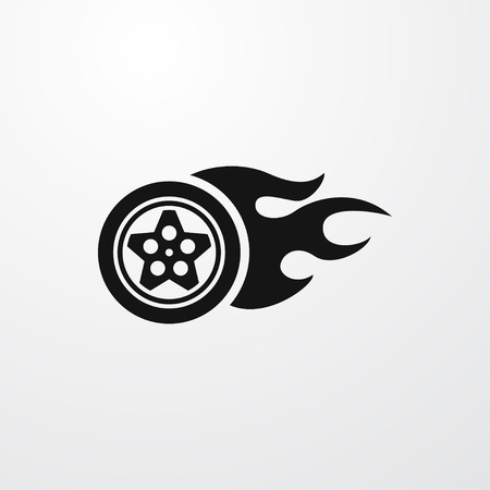 car wheel in fire icon illustration isolated vector sign symbolのイラスト素材