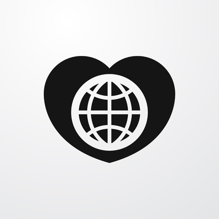 globe and heart icon illustration isolated vector sign symbolのイラスト素材