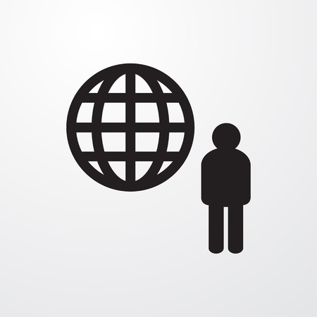 globe and man icon illustration isolated vector sign symbolのイラスト素材