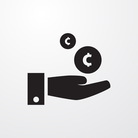 hand on coin icon illustration isolated vector sign symbolのイラスト素材