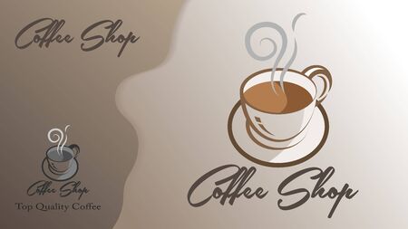 coffee shop logo with half and half backgroundのイラスト素材