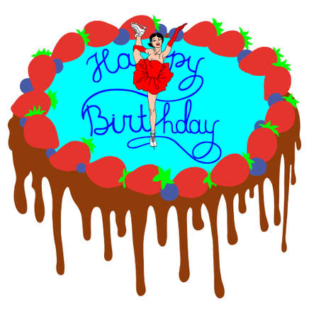 Happy birthday card. Cake on a white background. A metaphor.のイラスト素材