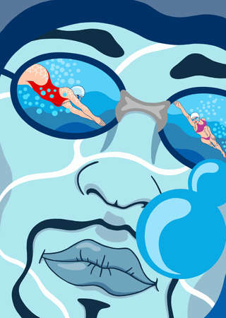 Swimmer in the pool under water.のイラスト素材