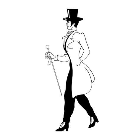A gentleman in a 19th century suit. Drawing on a white background.のイラスト素材