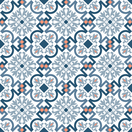 Decorative pattern for the background, tile and textiles. It is assembled from modular parts. Vector. Seamless.のイラスト素材