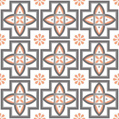 Decorative pattern for the background, tile and textiles. It is assembled from modular parts. Vector. Seamless.のイラスト素材