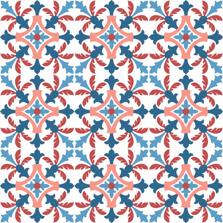 Decorative pattern for the background, tile and textiles. It is assembled from modular parts....