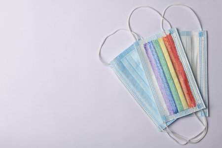 medical masks white blue and lgbt on white background