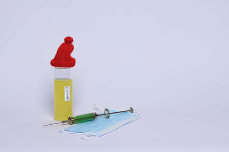 syringes covid vaccine pills medical mask pillsの写真素材
