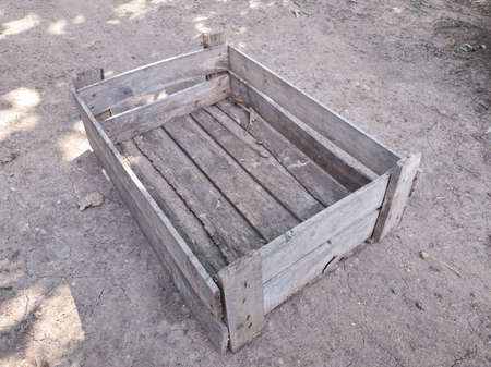 old dirty wooden box for storing fruits and thingsの写真素材