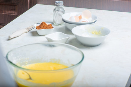 ingredients for the cake are on the table. High quality photo