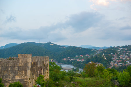 view of the beautiful river from the hill. High quality photo