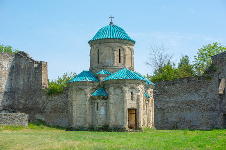 Georgian Orthodox Church in walled city of Kveter. High quality photo